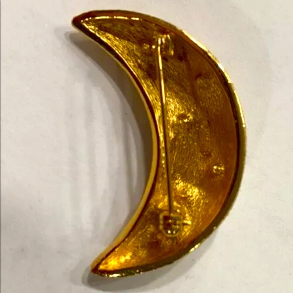 Vintage CHRISTIAN DIOR Moon Texture Crystal Brooch - Picture 7 of 8